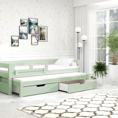 Dětská postel s úložným prostorem TAIGA - 90x200, zelená