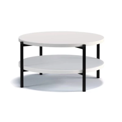 Kulatý konferenční stolek s úložným prostorem VILEM - matný bílý