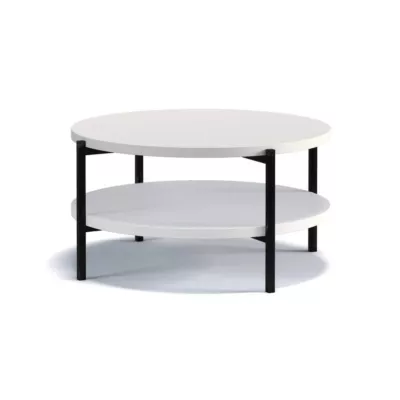 Kulatý konferenční stolek s úložným prostorem VILEM - matný bílý