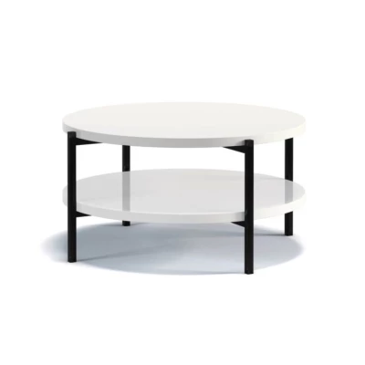 Kulatý konferenční stolek s úložným prostorem VILEM - bílý lesk