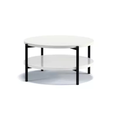 Kulatý konferenční stolek s úložným prostorem VILEM - bílý lesk