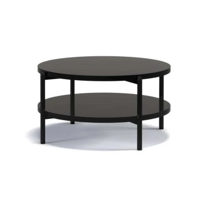 Kulatý konferenční stolek s úložným prostorem VILEM - černý lesk