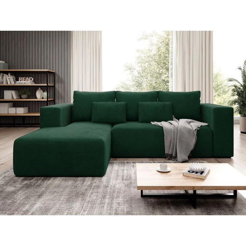 Rohová sedačka s úložným prostorem GENA - zelená, levý roh