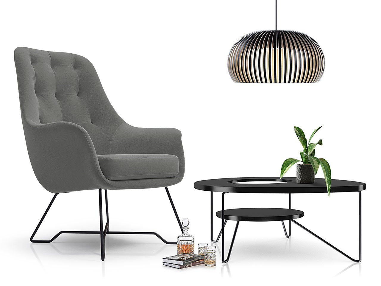 Designové křeslo MILEY - šedé