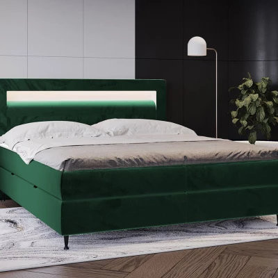 Hotelová postel s LED osvětlením 180x200 ORLANDO - zelená + topper ZDARMA