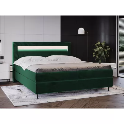 Hotelová postel s LED osvětlením 180x200 ORLANDO - zelená + topper ZDARMA