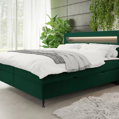 Hotelová postel s LED osvětlením 180x200 ORLANDO - zelená + topper ZDARMA