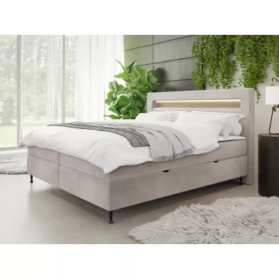 Hotelová postel s LED osvětlením 160x200 ORLANDO - latte + topper ZDARMA