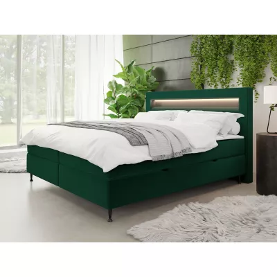 Hotelová postel s LED osvětlením 140x200 ORLANDO - zelená + topper ZDARMA