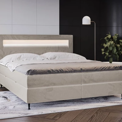 Hotelová postel s LED osvětlením 140x200 ORLANDO - latte + topper ZDARMA