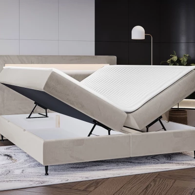 Hotelová postel s LED osvětlením 140x200 ORLANDO - zelená + topper ZDARMA