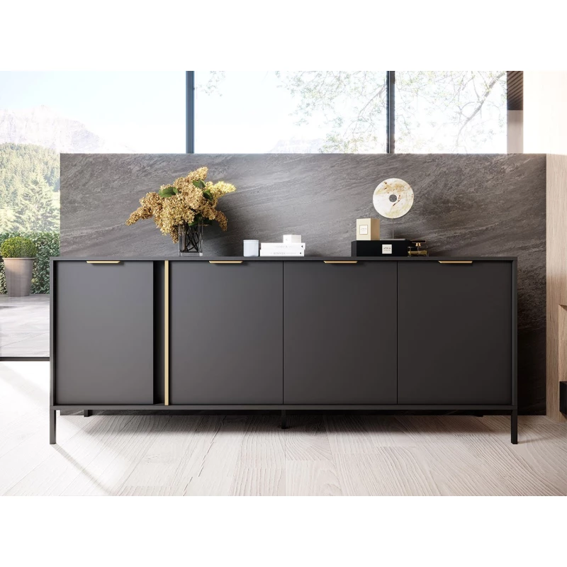 Komoda s dvířky NUCOR 2 - antracitová / zlatá