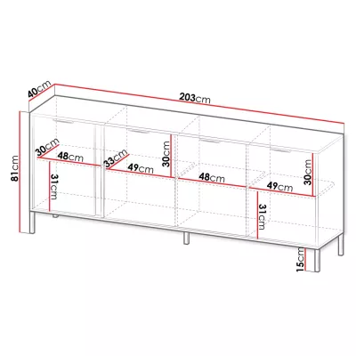 Komoda s dvířky NUCOR 2 - antracitová / zlatá