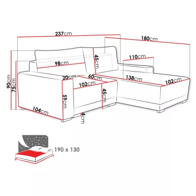 Rohová rozkládací sedačka OLLIONA - béžová