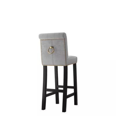 Luxusní čalouněná barová židle ELITE - černá / světlá šedá