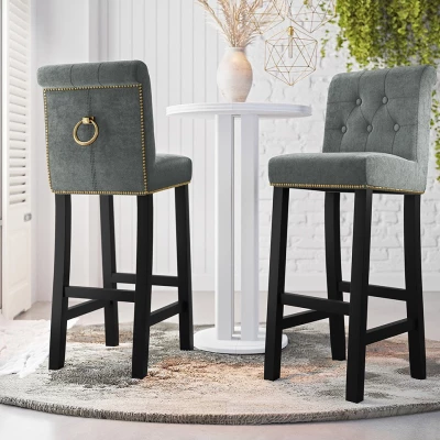 Luxusní čalouněná barová židle ELITE - černá / platinová