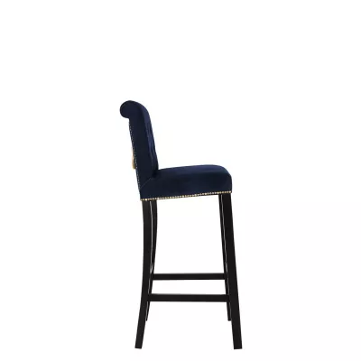 Luxusní čalouněná barová židle ELITE - černá / modrá