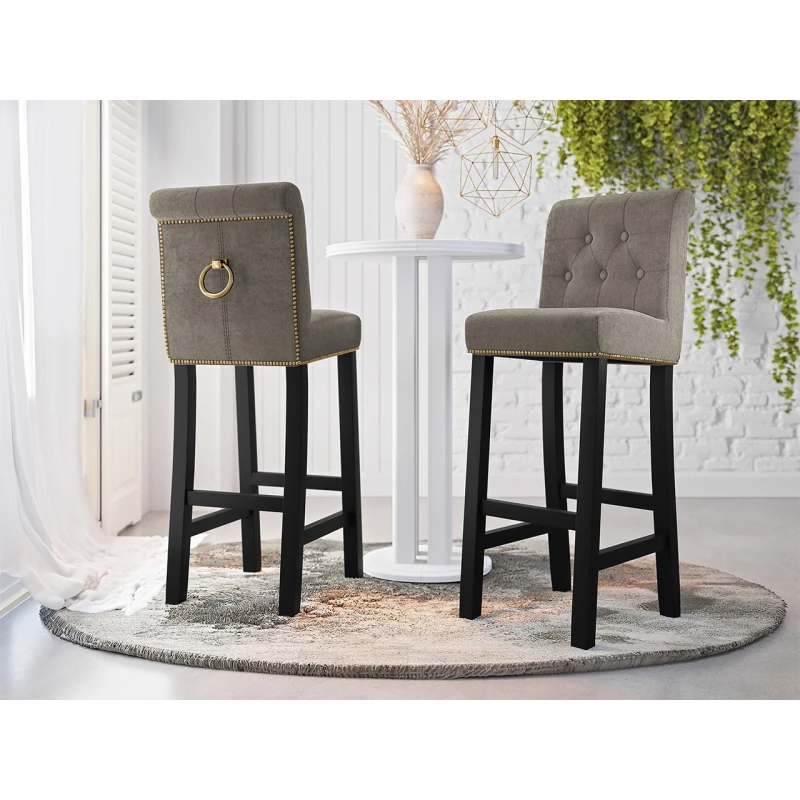 Luxusní čalouněná barová židle ELITE - černá / tmavá šedá