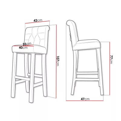 Luxusní čalouněná barová židle ELITE - černá / béžová