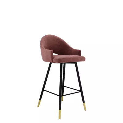 Čalouněná barová židle HILARY - černá / zlatá / růžová