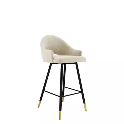 Čalouněná barová židle HILARY - černá / zlatá / béžová