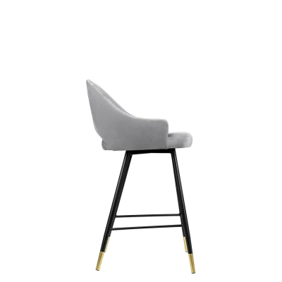 Čalouněná barová židle HILARY - černá / zlatá / světlá šedá