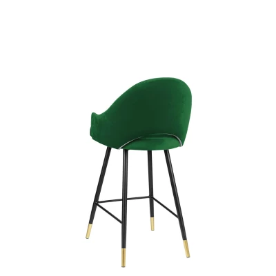 Čalouněná barová židle HILARY - černá / zlatá / zelená