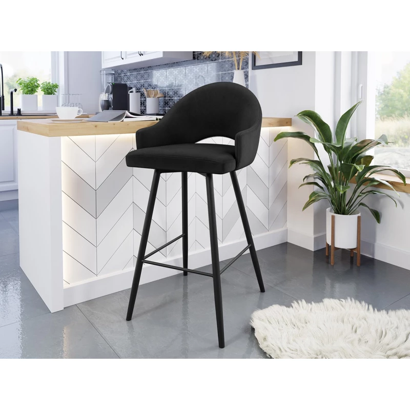 Čalouněná barová židle HILARY - černá