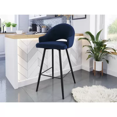 Čalouněná barová židle HILARY - černá / modrá