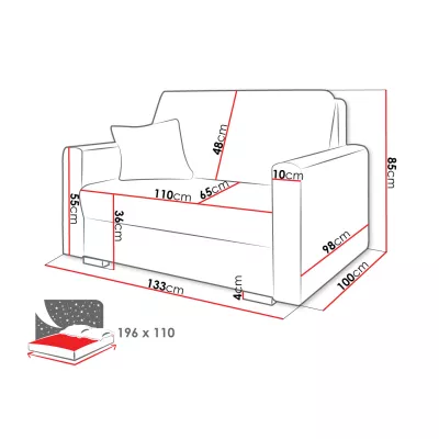 Dvoumístná rozkládací pohovka PENN 1 - šedá