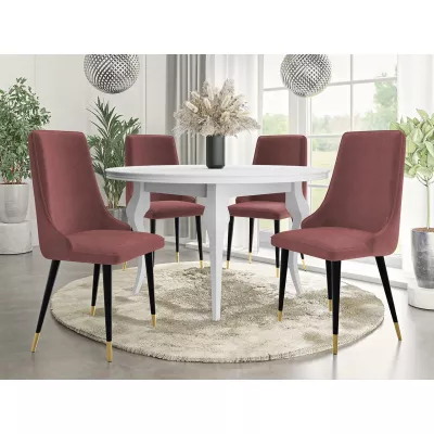Čalouněná židle do jídelny FEMBROK - černá / zlatá / růžová