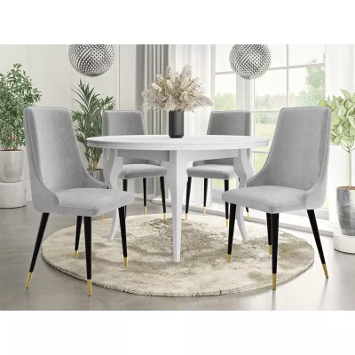 Čalouněná židle do jídelny FEMBROK - černá / zlatá / světlá šedá