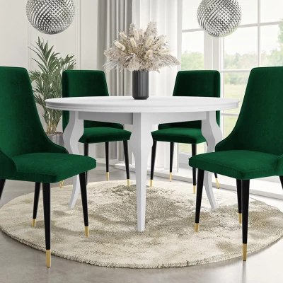 Čalouněná židle do jídelny FEMBROK - černá / zlatá / zelená
