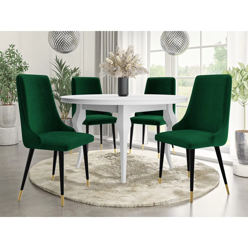 Čalouněná židle do jídelny FEMBROK - černá / zlatá / zelená