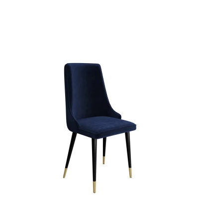 Čalouněná židle do jídelny FEMBROK - černá / zlatá / modrá