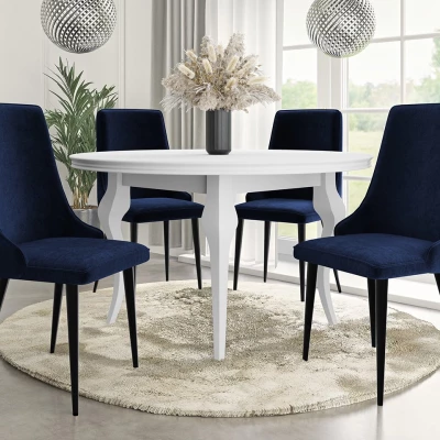 Čalouněná židle do jídelny FEMBROK - černá / modrá
