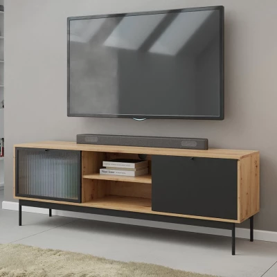 Široký TV stolek MIO - dub artisan / černý