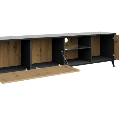 Široký TV stolek KAROL - dub artisan / černý