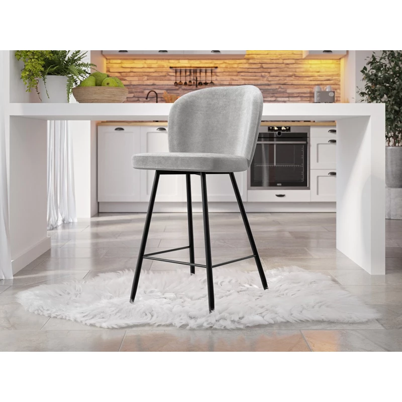 Čalouněná barová židle MOREEN - černá / světlá šedá