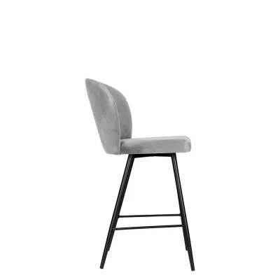 Čalouněná barová židle MOREEN - černá / světlá šedá
