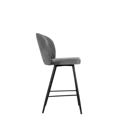 Čalouněná barová židle MOREEN - černá / platinová
