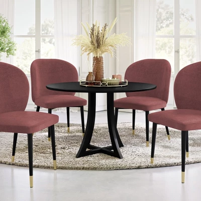 Čalouněná jídelní židle MOREEN - černá / zlatá / růžová