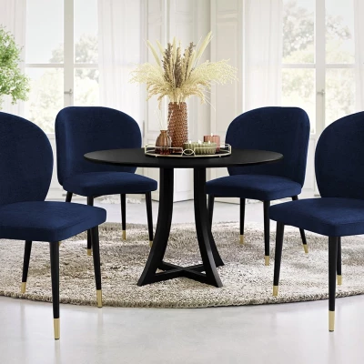 Čalouněná jídelní židle MOREEN - černá / zlatá / modrá