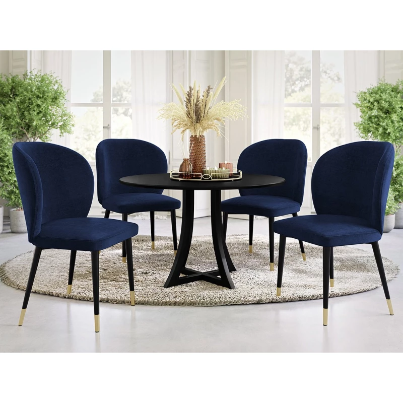 Čalouněná jídelní židle MOREEN - černá / zlatá / modrá