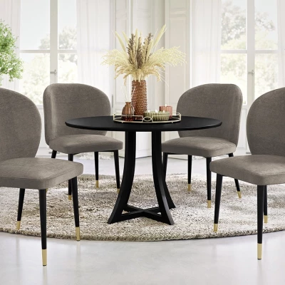 Čalouněná jídelní židle MOREEN - černá / zlatá / tmavá šedá