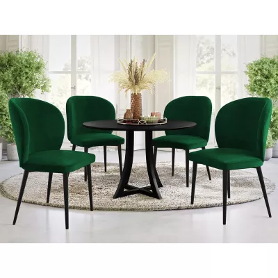 Čalouněná jídelní židle MOREEN - černá / zelená