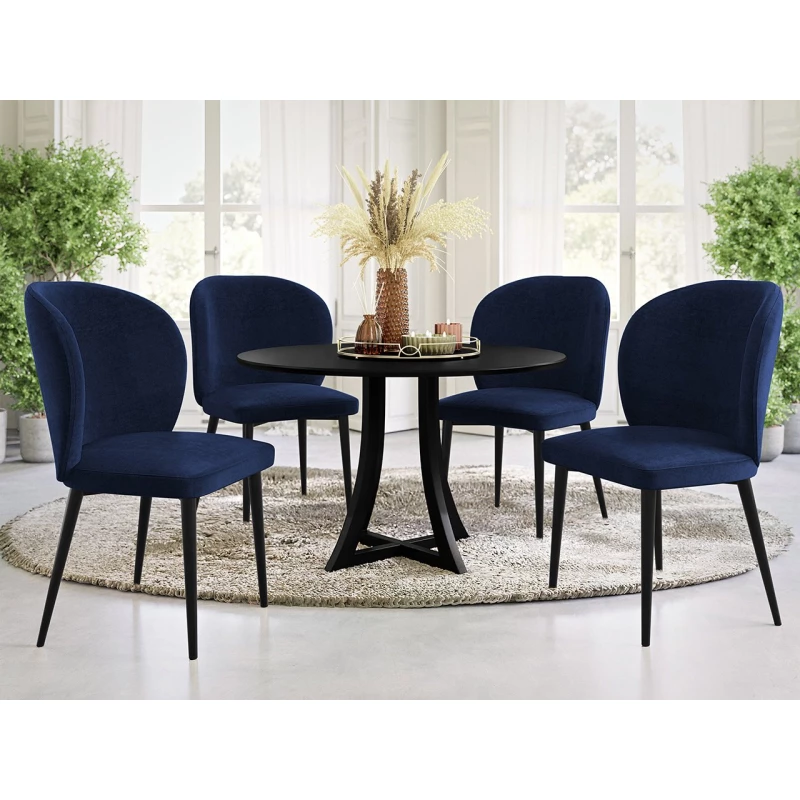 Čalouněná jídelní židle MOREEN - černá / modrá