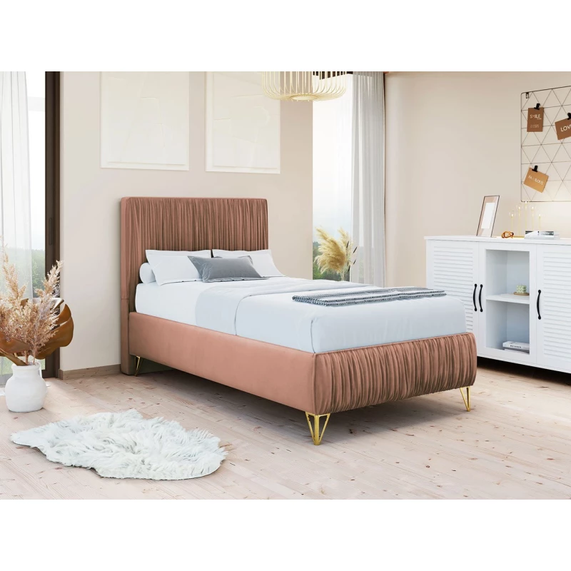 Čalouněná jednolůžková postel 90x200 HILARY - růžová