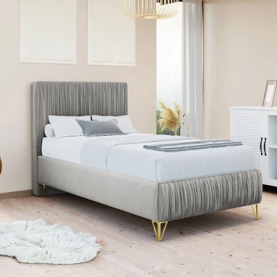 Čalouněná jednolůžková postel 90x200 HILARY - světlá šedá