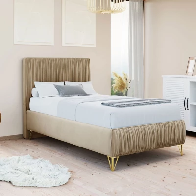Čalouněná jednolůžková postel 80x200 HILARY - krémová